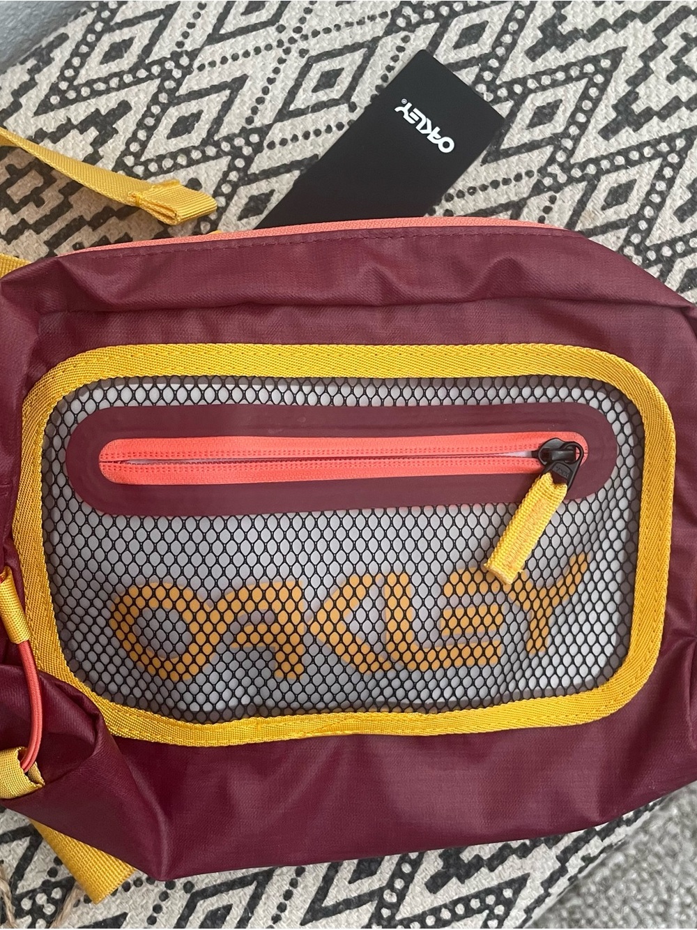 Oakley Men's Maroon Belt Bag with Yellow Trim 90’s retro NEW